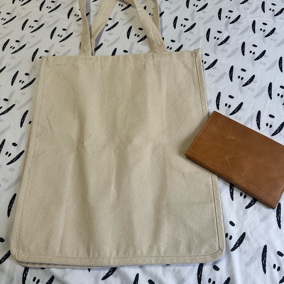 Hearth & Hand Cream Tote with Brown Hearth & Hand Wallet - Picture 2 of 4